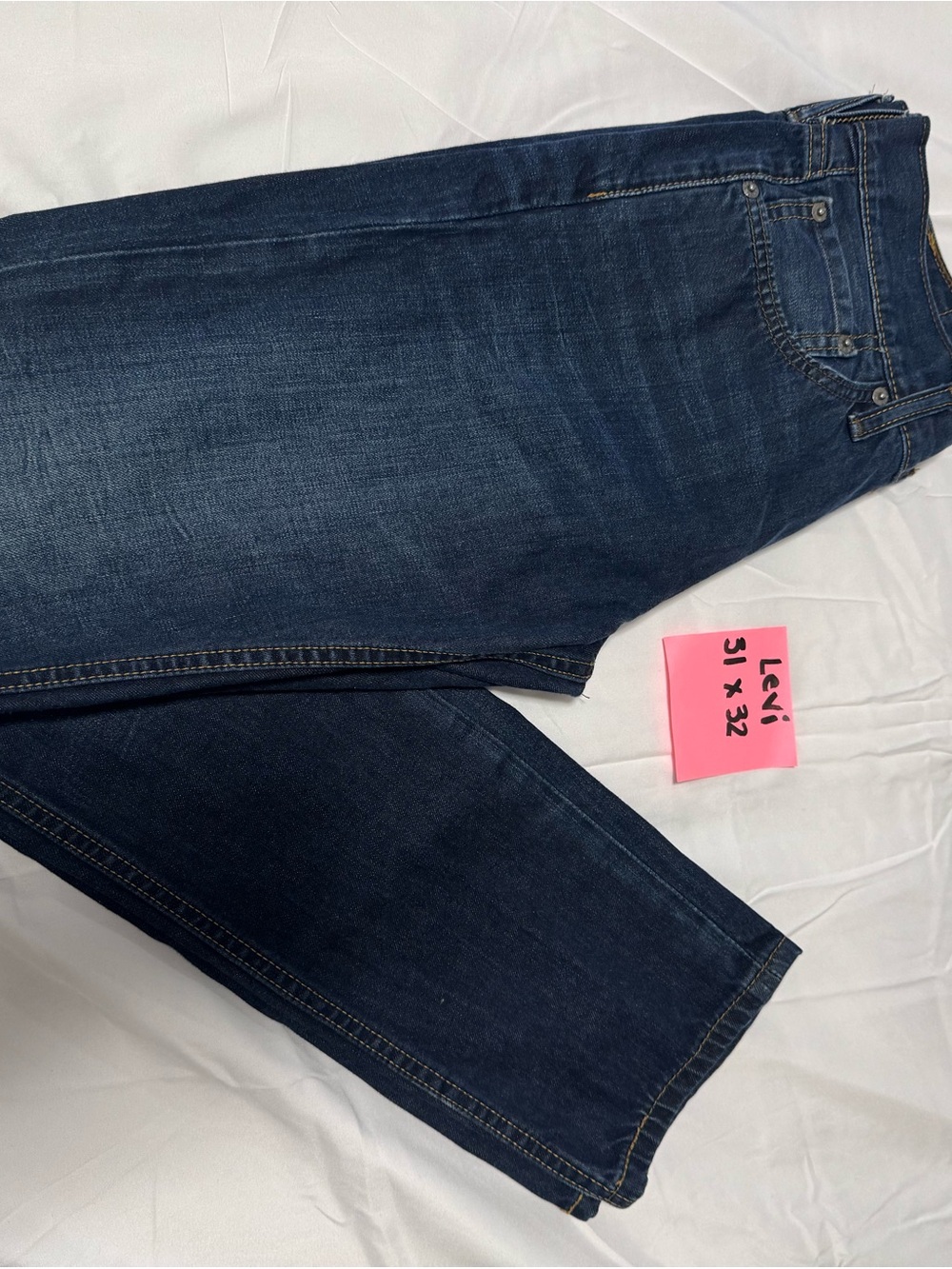Levi's Men's Straight Jeans in Indigo Blue Denim - Picture 3 of 3